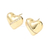 Heart Brass Micro Pave Clear Cubic Zirconia Stud Earrings EJEW-D346-03G-4
