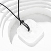 Natural Mixed Gemstone Square Pendants Black PU Leather Cord Necklaces NJEW-K285-01-2