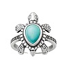 Retro Alloy and Synthetic Turquoise Finger Rings FS-WG1C352-04-4