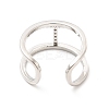 Clear Cubic Zirconia Initial Letter Open Cuff Ring RJEW-A012-01P-T-3