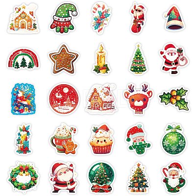 50Pcs Christmas Theme Cartoon Paper Stickers DIY-P085-05-1