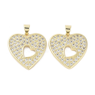 Heart Brass Micro Pave Cubic Zirconia Pendants KK-E102-05G-1