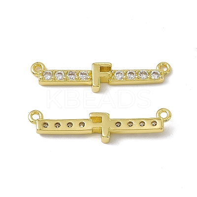 Rack Plating Brass Micro Pave Clear Cubic Zirconia Connector Charms KK-C007-37G-F-1