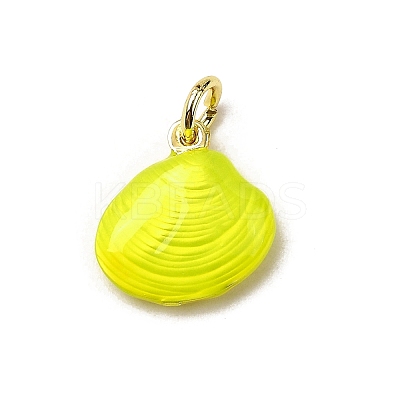 Brass Enamel Shell Shape Charms KK-I378-12G-C-1