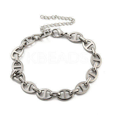 Non-Tarnish 304 Stainless Steel Oval Link Chains Bracelets for Men & Women BJEW-D042-22C-P-1