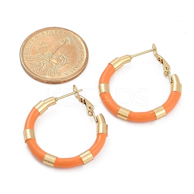 PVD Vacuum Plating 201 Stainless Steel Enamel Hoop Earrings for Women EJEW-B016-33H-1