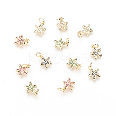 Brass Micro Pave Cubic Zirconia Charms ZIRC-F112-02G-1