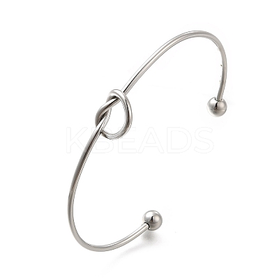 Non-Tarnish 304 Stainless Steel Knot Cuff Bangles for Women BJEW-M233-04P-1