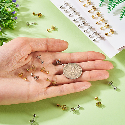 32Pcs 8 Styles 304 Stainless Steel Stud Earring Findings STAS-TA0002-97-1
