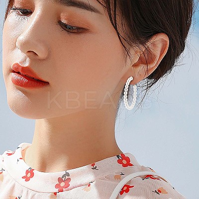 Shell Pearl Beaded Big Hoop Earrings JE989A-1