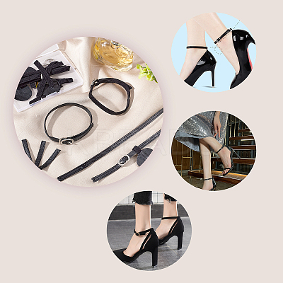 AHADEMAKER 4 Sets 2 Style PU Leather Cloth High-heeled Shoelaces Kit AJEW-GA0004-24-1