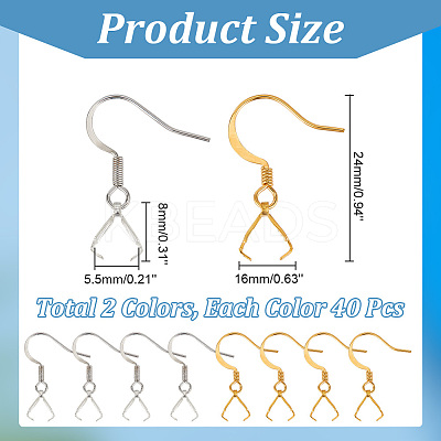 40 Pair 2 Color Brass Earring Hooks EJEW-AB00049-1