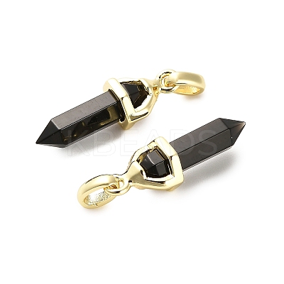 Natural Obsidian Double Terminal Pointed Pendant G-H097-01G-07-1