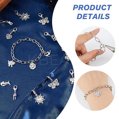 48Pcs 12 Styles Alloy Pendant Decorations HJEW-FH00011-1