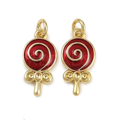 Brass Enamel Lollipop Charms KK-D424-20B-G-1
