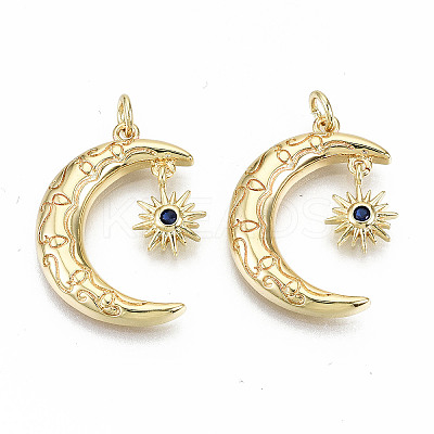 Brass Micro Pave Blue Cubic Zirconia Pendants X-ZIRC-S067-174-NF-1