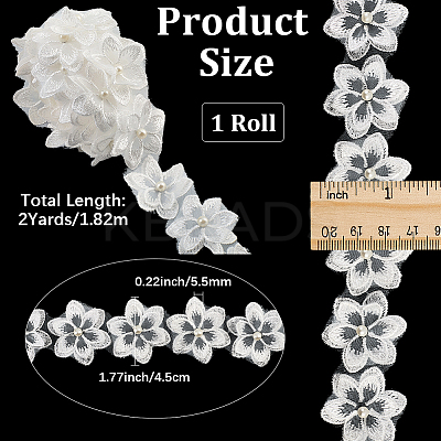 2 Yards Flower Polyester Lace Trim OCOR-CY0002-69C-1