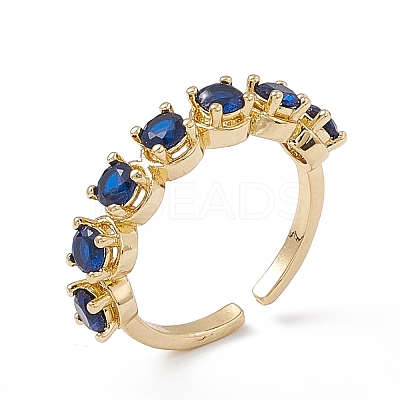 Cubic Zirconia Open Cuff Ring RJEW-P079-07G-01-1