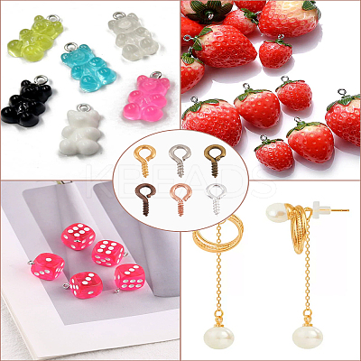 480Pcs 6 Colors Iron Screw Eye Pin Peg Bails IFIN-LP0001-47-1