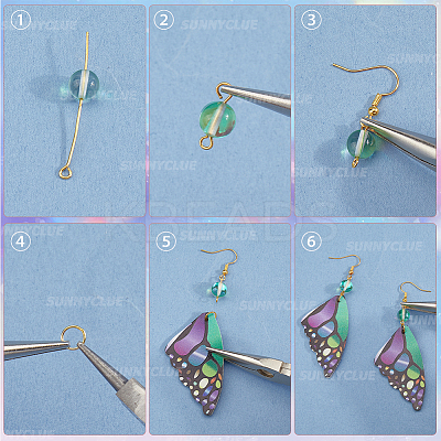 DIY Imitation Leather & Synthetic Moonstone Butterfly Dangle Earring Making Kits DIY-SC0026-33-1