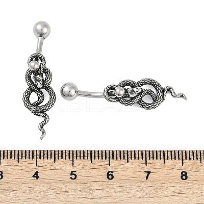 Snake 316 Surgical Stainless Steel Dangle Belly Button Rings EJEW-G416-18B-AS-1
