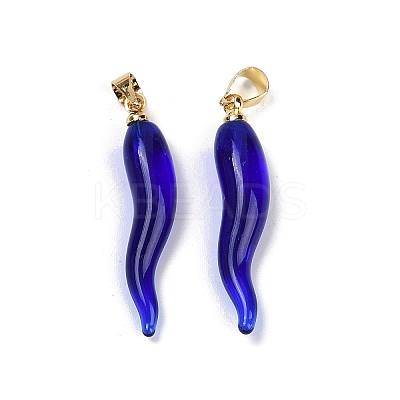 Handmade Lampwork with Brass Pendants KK-Q095-02B-01-1
