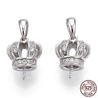 Rhodium Plated 925 Sterling Silver Micro Pave Cubic Zirconia Screw Eye Peg Bails STER-T004-72P-1