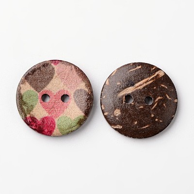 Flat Round 2-Hole Coconut Buttons BUTT-D049-16-1