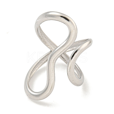 Non-Tarnish 304 Stainless Steel Open Cuff Ring for Women RJEW-A043-24P-1