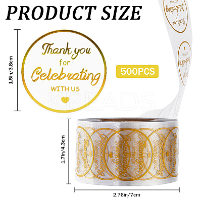 Hot Stamping BOPP Thank You Gift Sticker Rolls STIC-WH0004-20-1