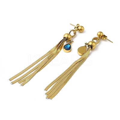 Rhinestone Long Dangle Stud Earrings EJEW-Z025-01G-1