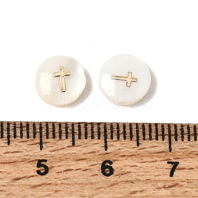 Natural Freshwater Shell Flat Round Beads X-SHEL-C009-01E-1