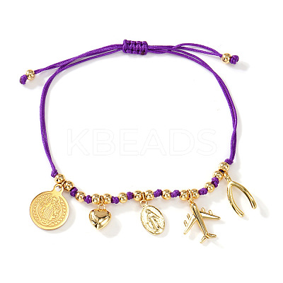 Bohemian 304 Stainless Steel & Brass Charm Bracelets GB2498-4-1