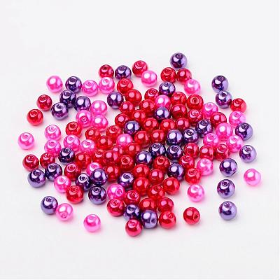 Valentine's Mix Glass Pearl Beads Sets HY-X006-6mm-10-1