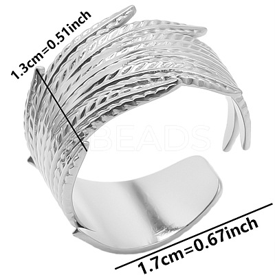 Minimalist Wheat 304 Stainless Steel Cuff Rings IK4718-1-1