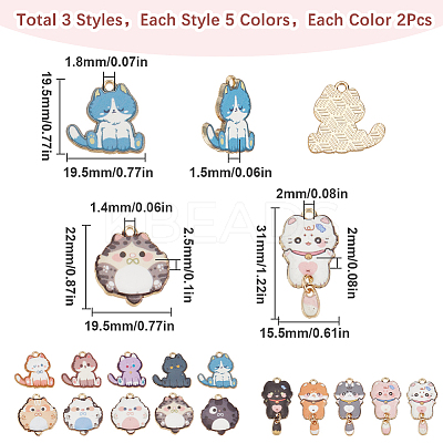 30Pcs 15 Styles Alloy Enamel Pendants ENAM-SC0005-45-1