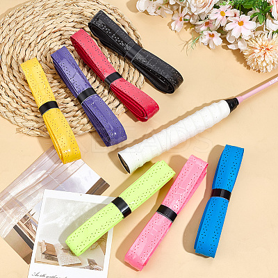8Pcs 8 Colors PU Leather Anti-slip Badminton Tennis Racket Grip Tape DIY-SP0005-46-1