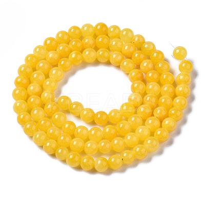 Natural Dyed Yellow Jade Gemstone Bead Strands G-R271-4mm-Y07-1