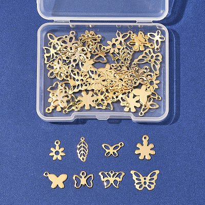 60Pcs 10 Styles 304 & 201 Stainless Steel Charms STAS-FS0001-93-1