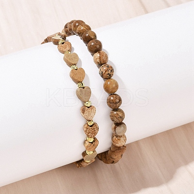 Natural & Synthetic Mixed GemstoneBeaded Bracelets Set for Women BJEW-G752-02G-1