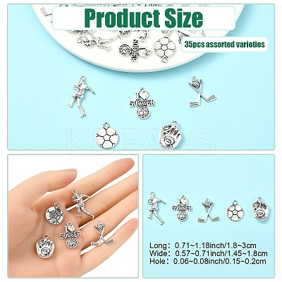 35Pcs 5 Styles Tibetan Style Zinc Alloy Pendants TIBEP-YW0001-95-1