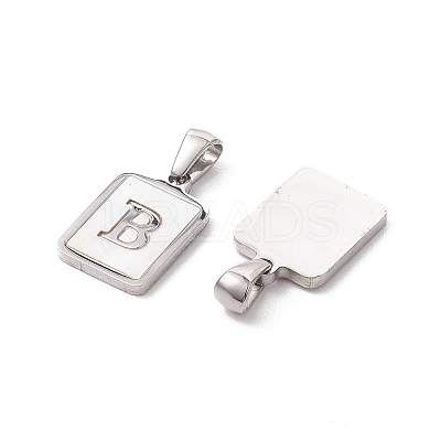 304 Stainless Steel Pave Shell Pendants STAS-G327-01P-B-1