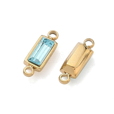 Birthstone 304 Stainless Steel Rhinestone Connector Charms STAS-L022-576G-08-1