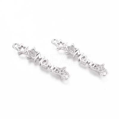 Brass Micro Pave Clear Cubic Zirconia Links Connectors ZIRC-G152-15P-1