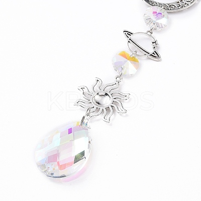AB Color Plated Crystal Teardrop Big Pendant Decorations HJEW-G019-03E-1