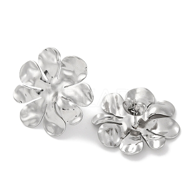 304 Stainless Steel Flower Stud Earrings EJEW-D281-18S-1