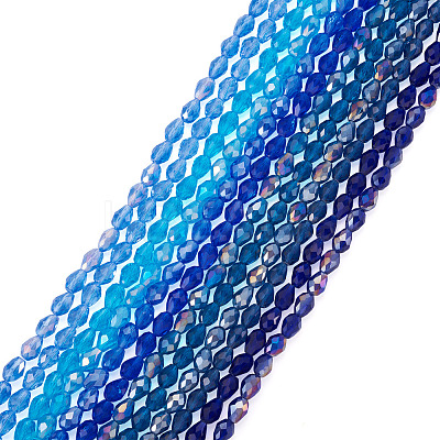 12Strands 12 Colors Transparent Glass Beads Strands EGLA-TA0013-24E-1