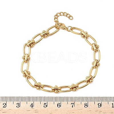Ion Plating(IP) 304 Stainless Steel Textured Oval Link Chain Bracelets for Women BJEW-B092-08G-01-1