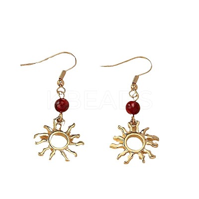 Natural Carnelian Dangle Earrings FS-WGC0479-01-1
