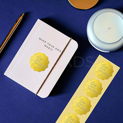 Plastic Self Adhesive Gold Foil Embossed Stickers DIY-WH0211-184-1
